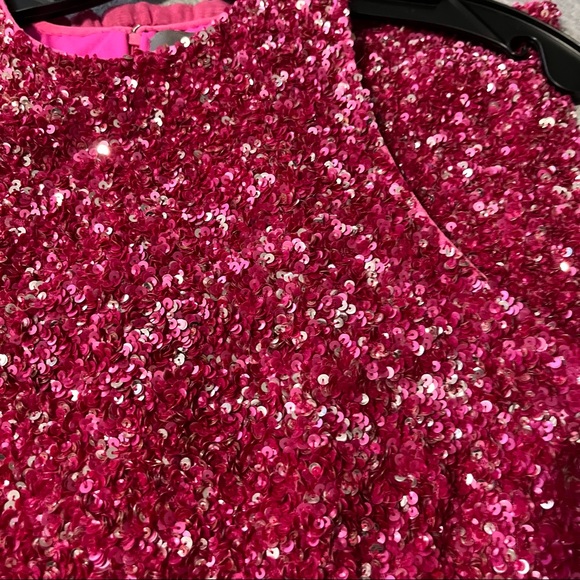 THEIA PINK SEQUINNED SLEEVELESS DRESS - Picture 3 of 14